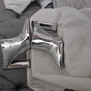 Silver Mules with Metallic Accents